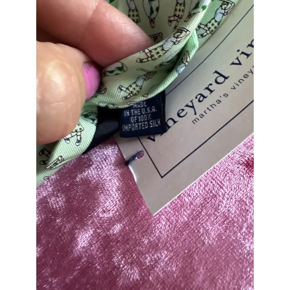 NWT Vineyard Vines Men's Tie Necktie Golf Print Globe World Green 100% Silk